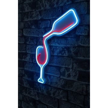 Neonverlichting glas wijn - Wallity reeks - Blauw/rood