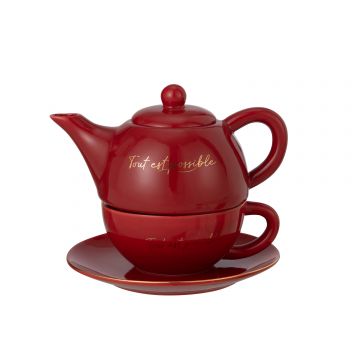 Tea for one porselein tout est possible rood/goud