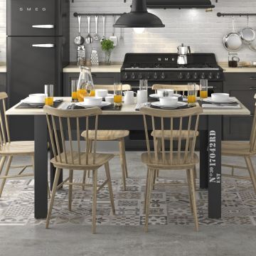 Verlengbare eettafel Luxan - eik decor/zwart