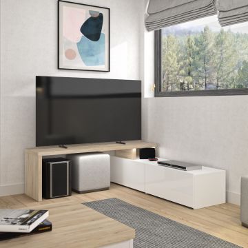 Tv-meubel Mikao - eik decor/wit