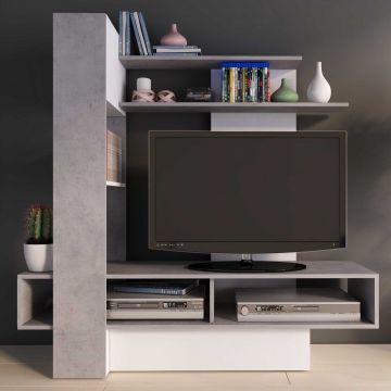 Tv-meubel Zerko 140cm - beton/wit 