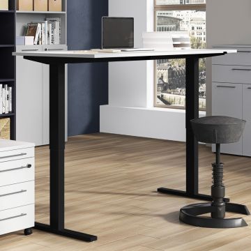 Zit-sta bureau Osmond 160cm elektrisch verstelbaar - lichtgrijs/zwart