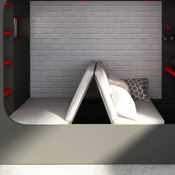 Opvouwbare bedbodem met zitkussen voor hoogslaper Graham 90x200cm