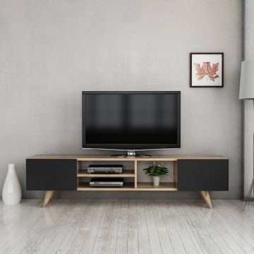 Woody Fashion TV-meubel | Melamine Laag | 18mm Dik | 160x40x31cm | Zwart Eiken