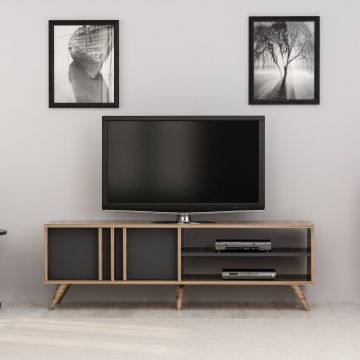 Woody Fashion TV-meubel - 18mm 150x48x35cm - Antraciet Eik