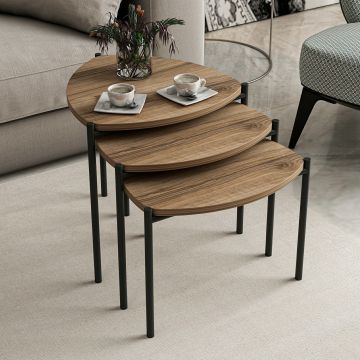 Stijlvolle Woody Fashion Nesting Table - Walnoot | 3-delige set