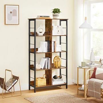 Industriële boekenplank met 4 verdiepingen, rustiek bruin, 80 x 33 x 149 cm