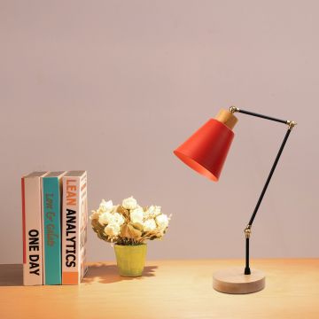 Moderne Rode Tafellamp | IJZEREN BEHUIZING | 52 cm Hoogte | Strak en Geraffineerd