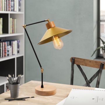Strakke en eigentijdse tafellamp | Moderne decoratieve verlichting | Goud | 24x52 cm