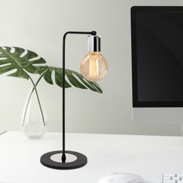 Moderne Decoratieve Tafellamp | 17cm Diameter | 52cm Hoogte | Zwart Zilver