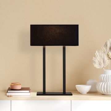Strakke Zwarte Tafellamp | Moderne en Geraffineerde Verlichting | Metalen Lamp | 35x15cm | 52cm H