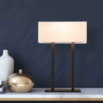 Strakke en eigentijdse tafellamp | IJzeren frame | 35x15 cm | 52 cm hoog | Wit Zwart