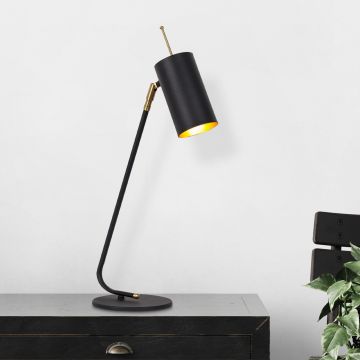 Strakke Moderne Tafellamp | Zwartgoud IJzeren Lamp | 8x26cm | 55cm Hoogte
