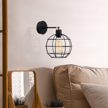 Strakke en eigentijdse decoratieve wandlamp | Metalen behuizing | Zwart