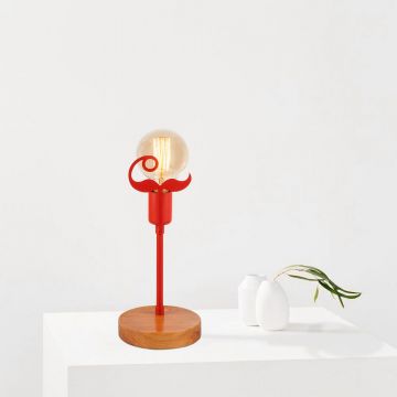 Nitid Tafellamp | Metalen Lamphuis | Walnoot Rood | 15 x 15 cm