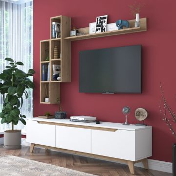 Wren TV-meubel | 18mm Dik | 180cm Breedte | Wit Eikenhout