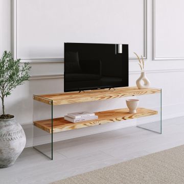 Locelso TV-meubel | 100% grenenhout | Gehard glas | Eik