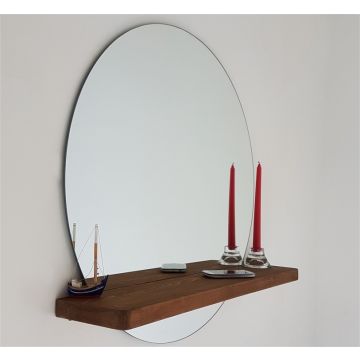 Locelso | 100% Grenen massief houten spiegel - 70cm x 70cm - Notelaar