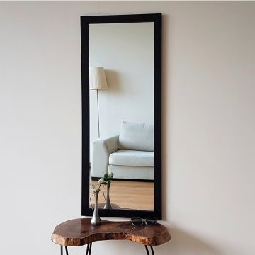 Locelso Spiegel | Gelamineerd Frame | 40x105 cm | Wandmontage | Verstelbaar | Zwart