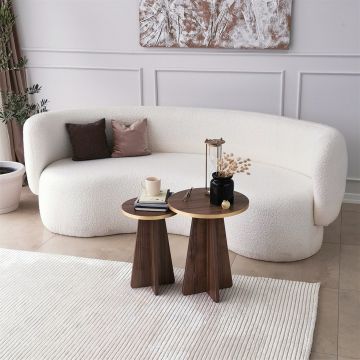 Moderne 2-delige salontafelset in goudwalnootafwerking