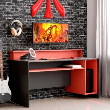 Gaming bureau Beri 140 cm - rood/zwart
