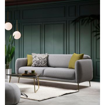 Comfortabele 3-zitsbank met uniek ontwerp | Beukenhouten frame | 100% polyester stof | 214cm x 98cm x 85cm