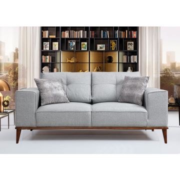 Grijze slaapbank met 2 zitplaatsen | Comfortabel en stijlvol | Beukenhouten frame | Polyester stof