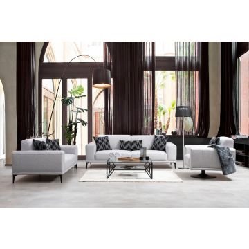 Ultimate Comfort 3-zitsbank | Beukenhouten frame, 100% polyester stof | Grijze kleur