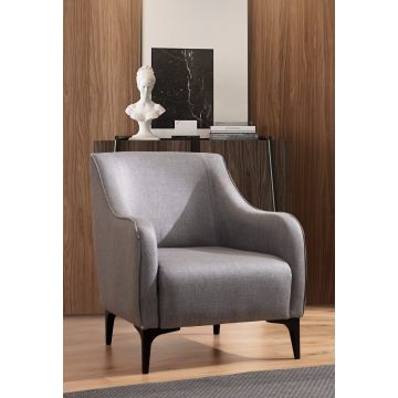 Del Sofa Wing Chair | Beuken Houten Frame | Polyester Stof | Grijs".