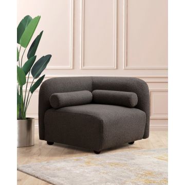 Atelier Del Sofa Wing Chair | Beukenhouten Frame, 100% Polyester Stof, Walnoot Poten | Donkergrijze Kleur