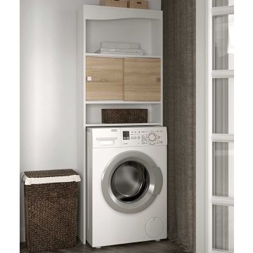 Kast voor wasmachine/toilet Splash - wit/eik