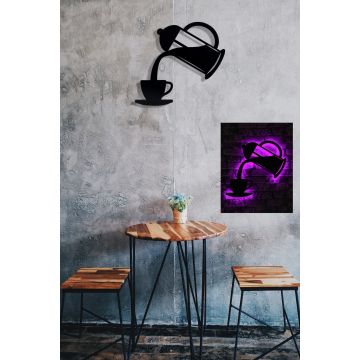 Brandhout LED Verlichting | Roze | Zwart MDF Voetstuk | 60 LEDs/m | 375cm Snoer