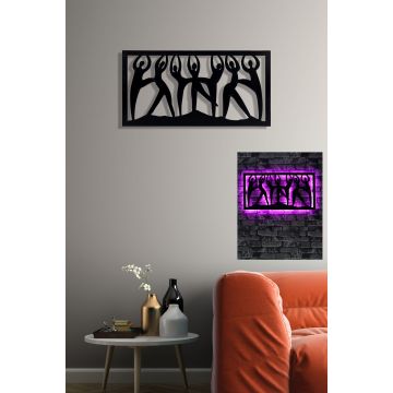 Brandhout LED Licht | Zwarte Basis | Roze Kleur