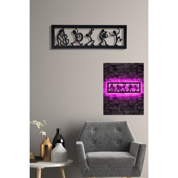 Brandhout LED Verlichting | Zwart MDF Basis | 60 LEDs/m | Roze | 19x60 cm