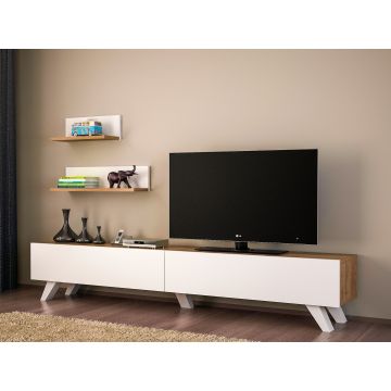 18 mm Houten Kunst TV-meubel | Wit Notenhout | 100% Melamine Gecoat