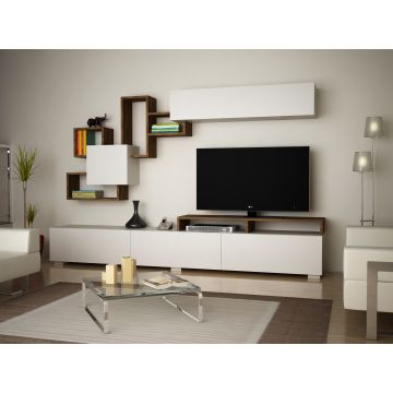 Tv-meubel Mireille - wit/walnoot