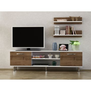 Furny Home TV-meubel | 18mm Dikte | 150cm Breedte | Wit Notenhout