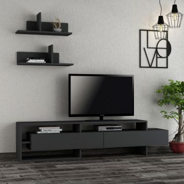 Woody Fashion TV-meubel | 100% Melamine | Antraciet | 180x42x32 cm