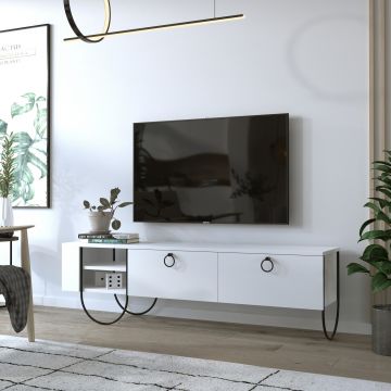 Woody Fashion TV-meubel | 100% Melamine Gecoat | Metalen Poten | Wit