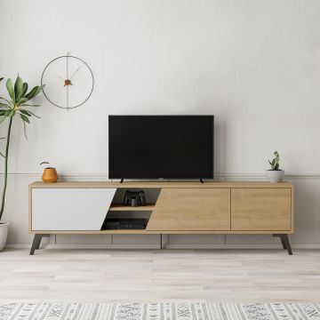 Modern Eiken Wit TV-meubel | 180cm x 48cm x 35cm | Melamine Gecoat