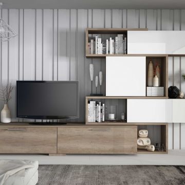 Tv-meubel Verena 230cm - eik/wit