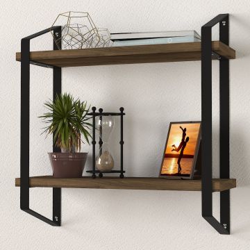 Tera Home 18mm Wandplank | Metalen Frame | Walnoot Zwart