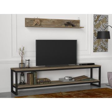 Tera Home TV-meubel - 180cm Breedte | Metalen Frame | Walnoot Zwart