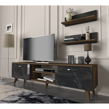 Tera Home tv-kast | Breedte 150 cm | Gemelamineerde spaanplaat | Notelaar Marmer