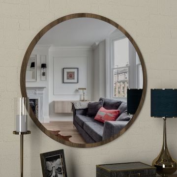 Tera Home Decoratieve Houten Spiegel | 100% Melamine Gecoat | Walnoot