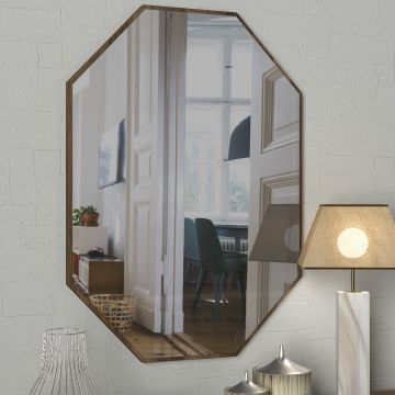 Tera Home Decoratieve Houten Spiegel - 45x70 cm - Notelaar