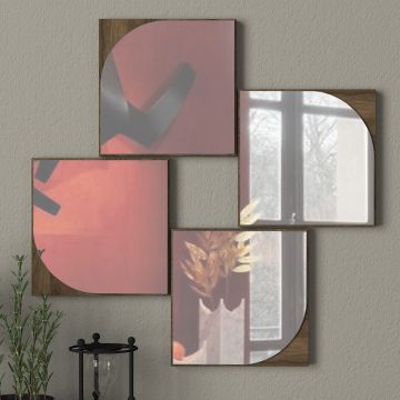 Tera Home Decoratieve Spiegel | 18mm Dik | Walnoot Kleur
