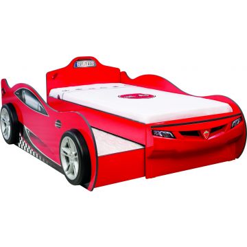 Auto Bed | 100% Melamine Gecoat | Echte Race Auto met Wielen | Optioneel Tweede Bed | Baby/Kindvriendelijk | Zelfmontage