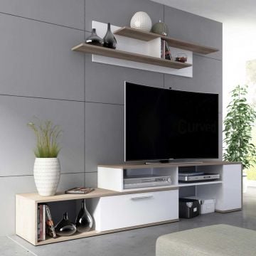 Tv-meubel Whale 170cm - wit/bruin