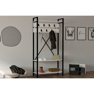 Puqa Design Halstandaard | Hangrek met meerdere planken | 100% Melamine coating | 90x180x34 cm | Wit Grijs